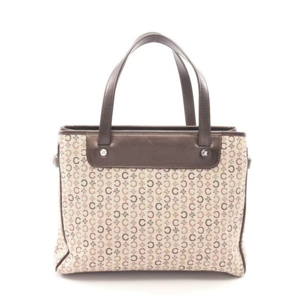 Celine C Macadam handbag canvas leather Beige Cream brown tones